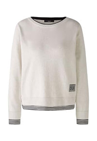 Thumbnail for Oui Damen Pullover Leeza Reine Baumwolle lässig geschnitten Uni Freizeit Rundhals Blende Baumwolle im Sale
