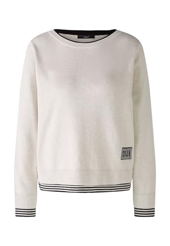 Oui Damen Pullover Leeza Reine Baumwolle lässig geschnitten Uni Freizeit Rundhals Blende Baumwolle im Sale