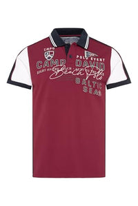 Thumbnail for Camp David Herren Pikee-Polo mit Color-Blocking und Artwork Burgundy im Sale