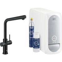 Thumbnail for Grohe Blue Home Kit + Armatur L-Auslauf schwenkbar mit Filter und Sprudel Funktion still, mild, prickelnd - Wasserhahn mit Sprudelwasser und Filterwasser druckfest, chrom im Sale