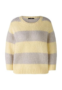 Thumbnail for Oui Damen Pullover mit Wolle und Mohair lässig geschnitten Gestreift Freizeit Rundhals ohne Kragen Wollmischung im Sale