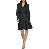 Thumbnail for DKNY Women's Balloon Sleeve V-neck Knee-length Dress, Black, EU on sale