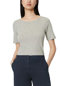 Thumbnail for Marc OߴPolo Damen T-Shirt aus Bio-Baumwolle mit U-Boot-Ausschnitt, Grau (Summer Grey Melange), im Sale