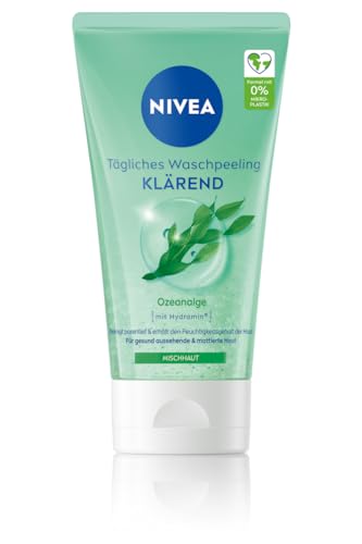 NIVEA Tägliches Wasch-Peeling, Peeling ohne Mikroplastik für eine porentiefe Gesichtsreinigung, mattierendes Gesichtspeeling reduziert Hautunreinheiten und pflegt die Haut (150 ml) im Sale