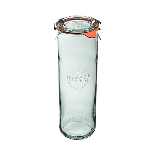 Weck Zylinderglas 600 ml 6 Stück | Glas mit Deckel, Dichtung und 2 Verschlüssen | Zum Einkochen von Konserven, Säften, luftdichtes Aufbewahren von trockenen Zutaten im Sale