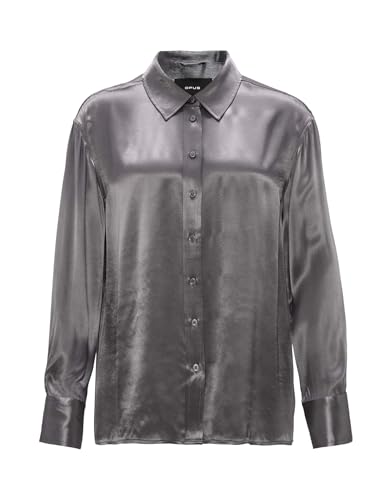 OPUS Damen Langarmbluse | Satinbluse FENZY Loose aus fließender Viskose Graphite Glaze, 40 im Sale
