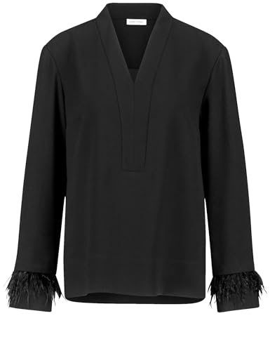 Gerry Weber Damen Langarmbluse mit Federdetail Langarm unifarben Schwarz 38 im Sale