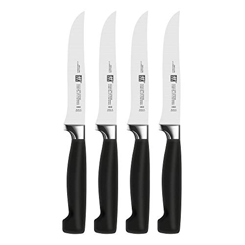 ZWILLING Four Stars Steak Knife Set, 4-piece, Blade length 12 cm, Stainless special steel, Ergonomic plastic handle, Black [Made in Germany], Colorful on sale