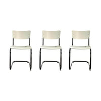 Thumbnail for Thonet 3-er Set Freischwinger Stuhl S43 Decklackiert 9010 Weiss Stahlgestell Verchromt ... im Sale
