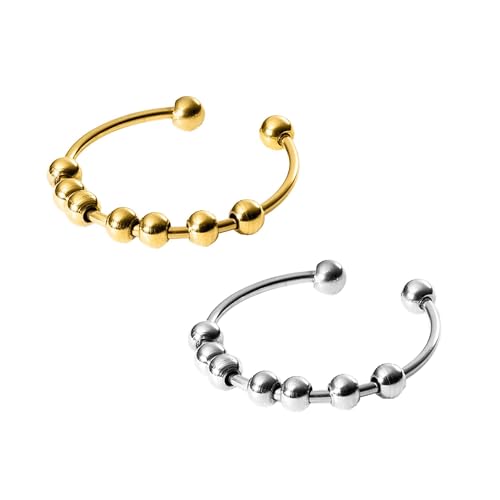 Purelei Shade Anxiety Ring Set – Waterproof women's ring made of durable stainless steel – Adjustable rings from on sale