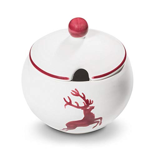 GMUNDNER KERAMIK sugar bowl with cutout diameter: 10 cm burgundy red deer tableware, handmade in Austria