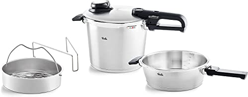 Fissler Vitavit Premium/Pressure Cooker Set, 4-piece (6l - Ø 22 cm &amp; Pressure Frying Pan 2.5l - Ø 22 cm) including metal lid, insert - Induction on Sale