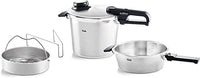 Thumbnail for Fissler Vitavit Premium/Pressure Cooker Set, 4-piece (6l - Ø 22 cm & Pressure Frying Pan 2.5l - Ø 22 cm) including metal lid, insert - Induction on Sale