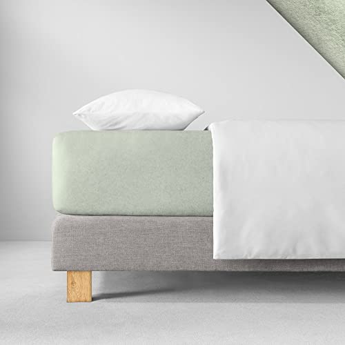 ESTELLA Spannbetttuch Samt Velours | Verde | Frottee | 100x200 cm | passend für Matratzen 90-100 cm (Breite) x 190-200 cm (Länge) | trocknerfest und bügelfrei | 80% Baumwolle 20% Polyester im Sale