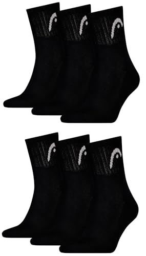 HEAD men's short crew sports socks in a pack of 6 (43-46, black) on sale