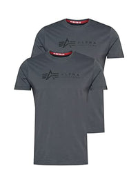 Thumbnail for Alpha Industries Herren Alpha Label T 2 Pack T-Shirt, Black Olive/Jet Stream White, (2er Pack) im Sale