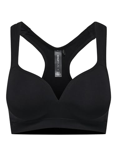ONLY Women's Onpmartine Seamless Bra Opus Sports Bra, Black (Black Detail:solid), EU on sale