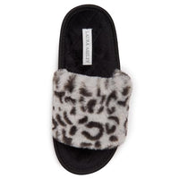 Thumbnail for Laura Ashley Damen-Hausschuhe mit offenem Zehenbereich, Plüsch-Frottee, Hellgrau Leopard, X-Large im Sale