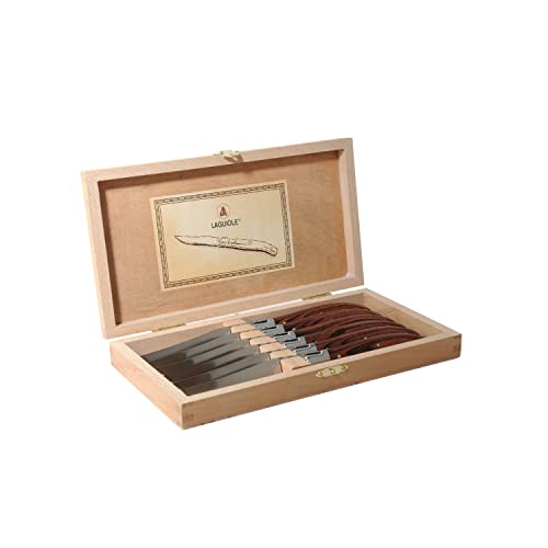 LAGUIOLE 6 Steakmesser LAGUIOLE L´ECLAIR NEU+OVP in der Holz-Schatulle, Dunkelbraun im Sale