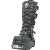 Thumbnail for New Rock Shoes - Black Leather Wider Calf Reactor Boots UK 6 / Black im Sale
