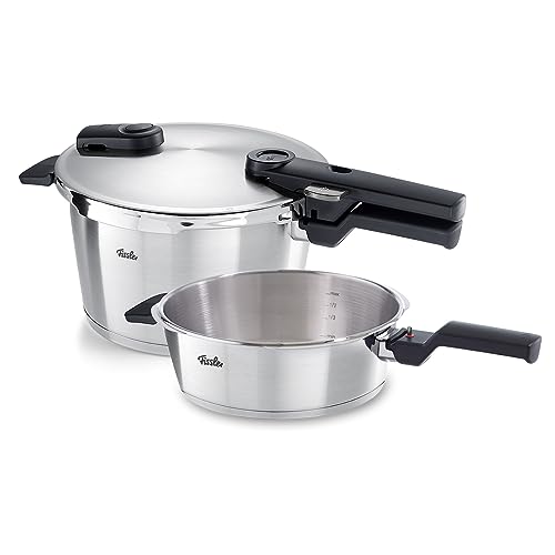 Fissler Vitaquick Premium / Schnellkochtopf-Set, 2-teilig Ø 22 cm (1 Schnellkochtopf 4,5 L, 1 Schnellbratpfanne 2,5 L) – Induktion, Silber im Sale