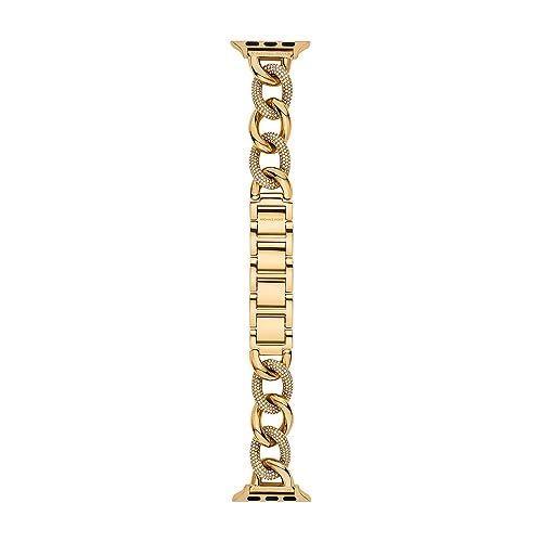 Michael Kors Damenarmband kompatibel mit Apple Watch, 38/40/41 und 42/44/45/49 goldfarbenes Edelstahlarmband, MKS8059E im Sale