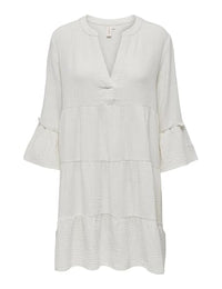 Thumbnail for ONLY Damen Tunika Kleid ONLThyra Peplon Dress Sommerkleid mit 3/4-Ärmeln 15267999 Cloud Dancer im Sale