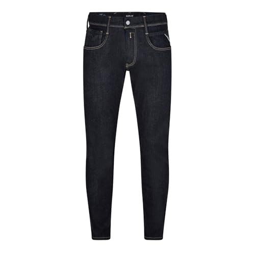 Replay Herren Jeans Anbass Slim-Fit Hyperflex Forever Dark mit Stretch, Dark Blue 007 (Blau), 32W / 32 im Sale