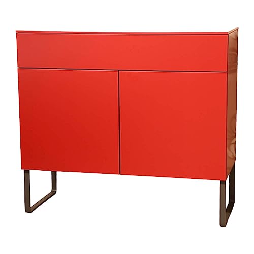 Hülsta Kommode Neo 5044 NCS S2570-R Rot Metallgestell Strukturlack Anthrazit Griff Push... im Sale