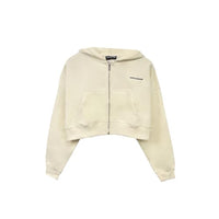 Thumbnail for Pegador Damen Culla Logo Cropped Zip-Hoodie Vintage Washed Unbleached Black im Sale