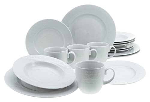 CreaTable, 23821, Classico White Series, 16-piece dinnerware set, porcelain combination service, dishwasher and microwave safe, Made in Europe on sale