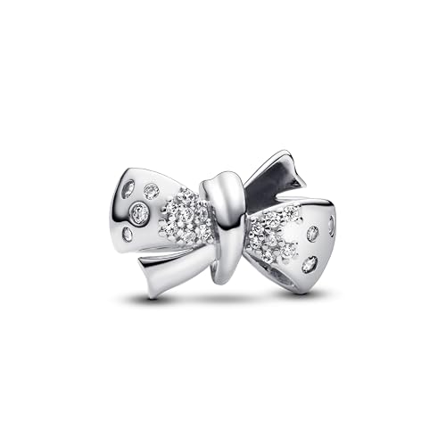 PANDORA Moments Funkelndes Schleifen Charm aus Sterling Silber mit Zirkonia, Kompatibel Moments Armbänder, 793442C01 im Sale