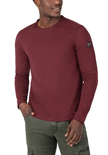Timezone Herren Ribbed Basic Longsleeve T-Shirt, Amarone red, im Sale