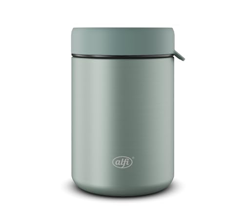 alfi ISO FOOD MUG 350ml, matte green, stainless steel thermal food container, insulated container for soups, salads, and cereal to go, keeps hot for 5 hours and cold for 10 hours, dishwasher-safe, BPA-free