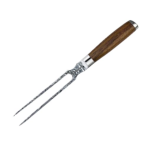 adelmayer B-stock meat fork long (32 cm) with wooden handle - carving fork made of Japanese damask steel &amp; walnut wood - hand-ground &amp; rust-proof without accessories on sale