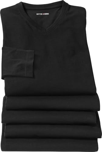 Otto Kern Langarmshirt Herren 5er Pack, 5X Longsleeve Herren aus 100% Baumwolle, Langarmshirts für Herren mit V-Ausschnitt, Basic Tshirt Herren, Weiß, im Sale
