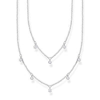 Thumbnail for Thomas Sabo Damen Doppel Halskette weiße Steine silber, 925 Sterlingsilber, 40-45 cm Länge im Sale