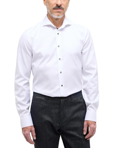 eterna Langarm Hemd Slim Fit Twill unifarben,43,weiss im Sale