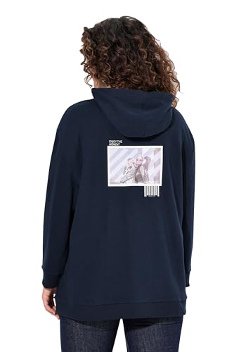 Ulla Popken Damen Placement Print Happiness Sweatshirt, Marine, 62-64 im Sale