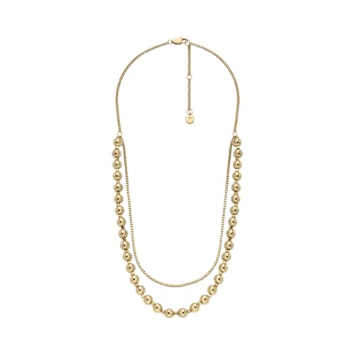 Fossil Damen-Edelstahl oder Sterlingsilber-Halskette mit Karabinerverschluss, Honig-Gold im Sale