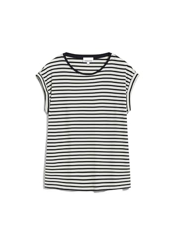 ARMEDANGELS Damen T-Shirt Loose Fit aus Tencel™ Lyocell Mix JILAANA Stripes Loose Fit Night Sky-Oatmilk im Sale