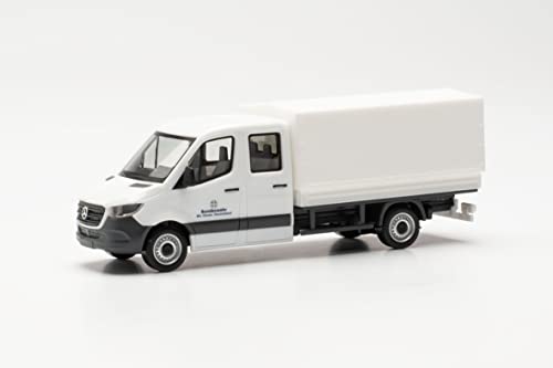 Herpa Militär Modellauto Mercedes-Benz Sprinter Doppelkabine mit Plane „Bundeswehr Fuhrpark Service originalgetreu im Maßstab 1:87, Auto Modell, Modellbau Sammlerstück, Army Deko Automodelle, Weiß im Sale
