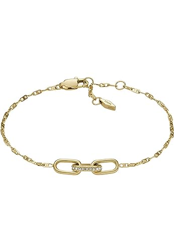 Fossil Damen-Gliederarmband Heritage D-Link Edelstahl goldfarben, JF04525710 im Sale