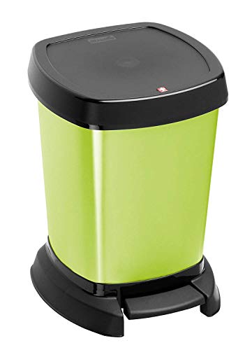 Rotho Paso waste bin 6l for the bathroom with pedal and lid, plastic (PP) BPA-free, green/metallic, 6l (23.4 x 21.9 x 29.2 cm) on sale