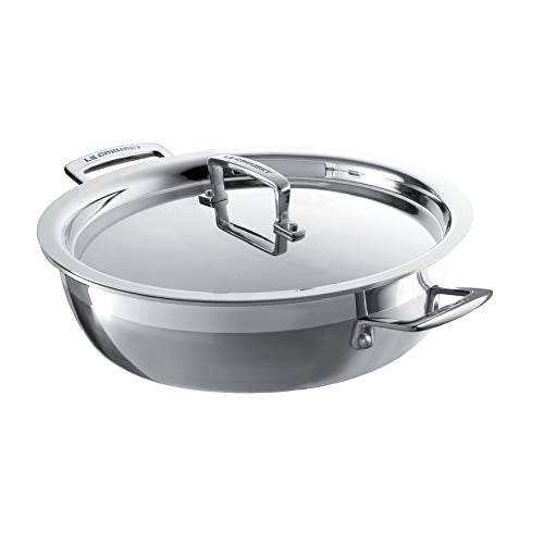 Le Creuset Gourmet Professional Pot made of 3-ply stainless steel with lid, Ø 30 cm, Suitable for all hob types including induction and oven, Silver, 96202830001000 on sale