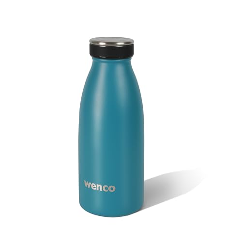 wenco Trinkflasche Edelstahl klein 0,35l / 350ml isoliert und auslaufsicher für kalte und heiße Getränke auch als Thermoskanne verwendbar BPA frei – carribean blue im Sale