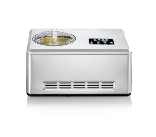 SEVERIN 2-in-1 ice cream maker with yogurt function, compressor ice cream maker for ice cream, sorbet and frozen yogurt, ice cream maker including two ice cream containers, brushed stainless steel, EZ 7406 on sale