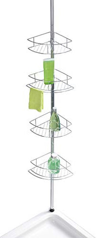 Thumbnail for WENKO Dolcedo telescopic corner shelf, glossy, clampable bathroom shelf with 4 shelves for shampoo, shower gel, etc., space-saving, height-adjustable shower shelf made of stainless steel, 31 x 65 - 275 x 23 cm on sale