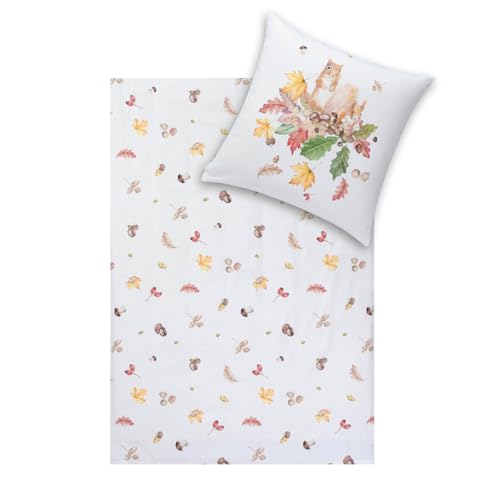 ESTELLA Kuschelflanell Bettwäsche Squirrel Natur 1 Bettbezug 135 x 200 cm + 1 Kissenbezug 80 x 80 cm im Sale