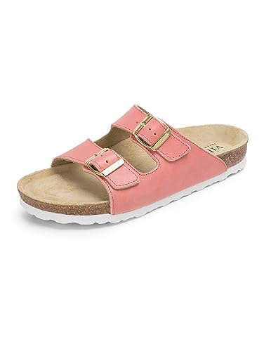 VITAFORM Hautschonend gegerbte Pantolette Damen Rosa - Made in Germany - Sandalen Sommer aus nachhaltig gegerbtem Leder - Auch als Hausschuh geeignet im Sale